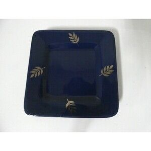 Bath & Body Works '99 Holiday Edition Plate Square Trinket Dish Blue Silver 5.5"